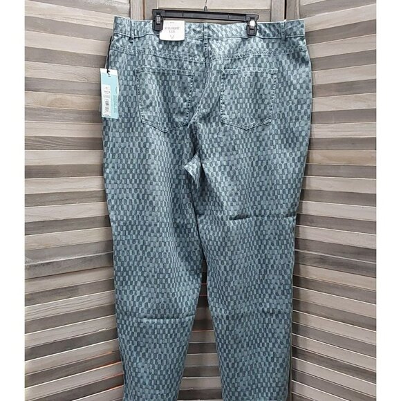 Women's Straight Leg Checkered Denim Pant | Future Collective | 4 - Picture 6 of 10